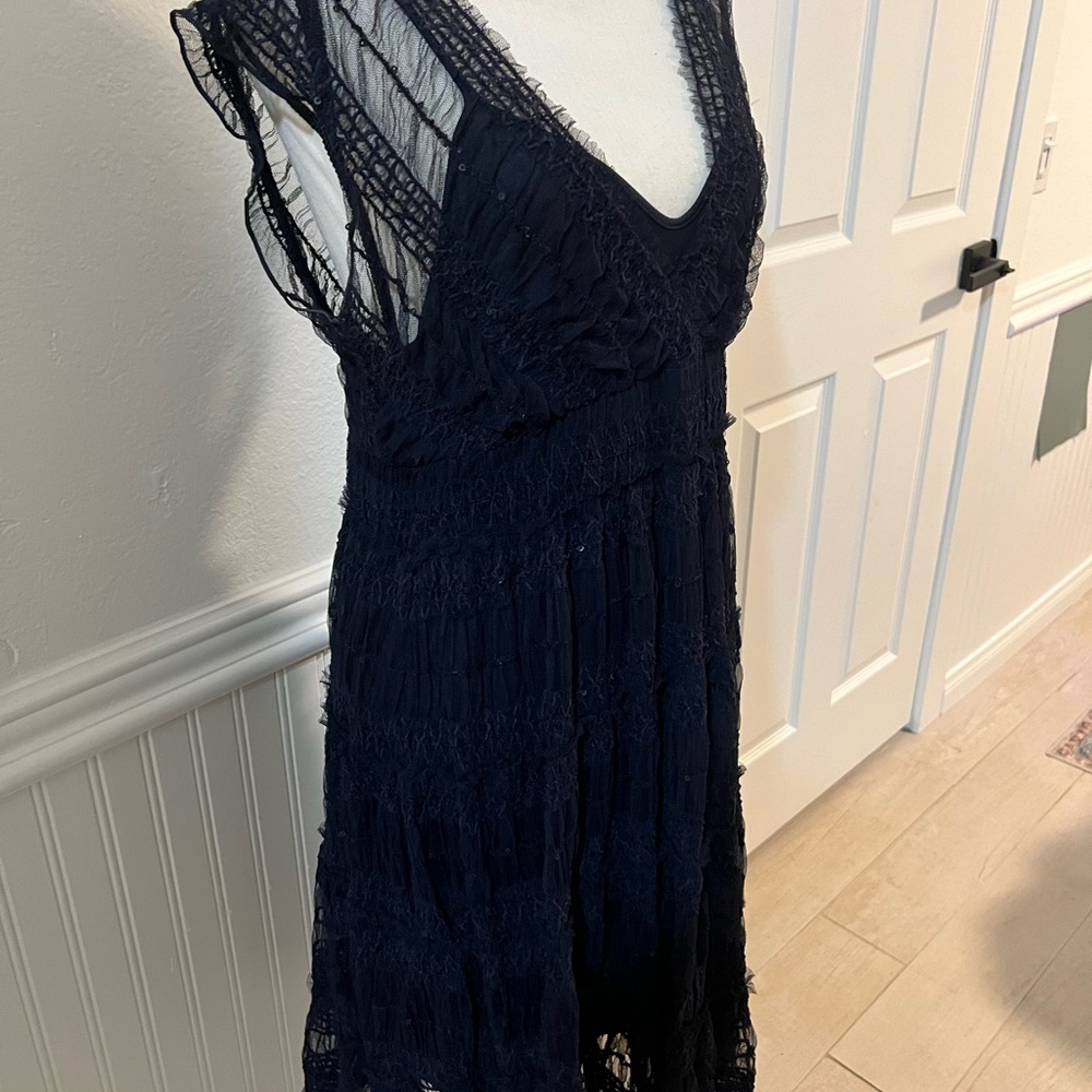 Elegant Black Lace Dress, Sz:M